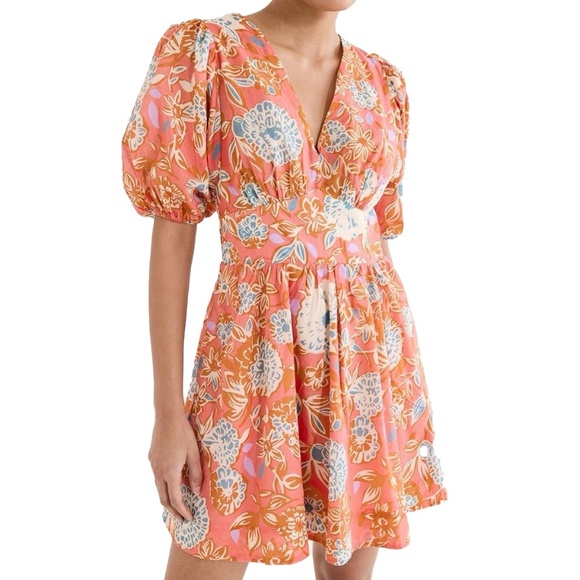 Trovata Birds of Paradis -  Gia Cotton Puff Sleeve Dress. - Picture 1 of 14